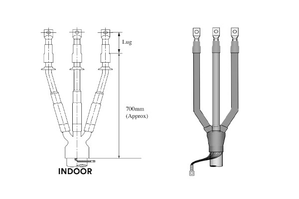 Bản vẽ cấu tạo đầu cáp 3M co nhiệt 3 pha trong nhà