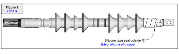 Quấn băng silicon phủ ngoài đầu cáp co nguội 1 pha 35kV 3M