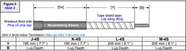 Xác định kích thước đầu cáp co nguội 3 pha 3M QTII(X)4S-32