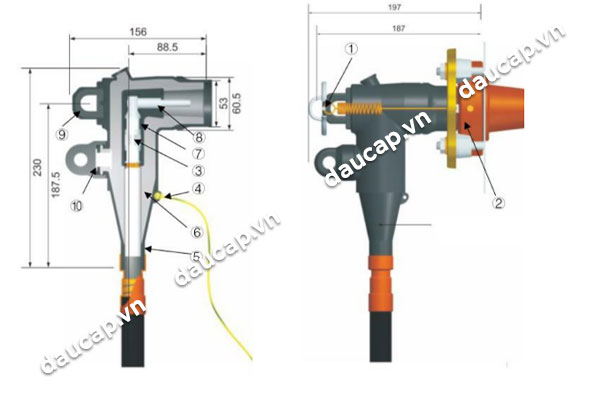 Cấu tạo đầu cáp Elbow Prysmian