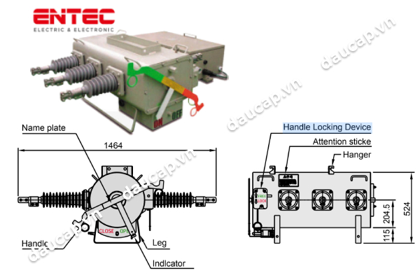 Cấu tạo cầu dao phụ tải Entec