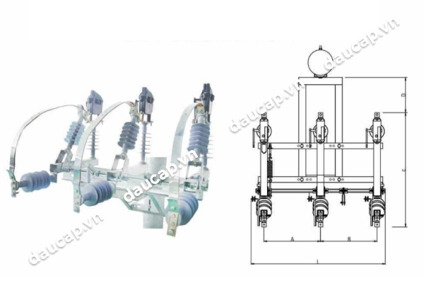 Cấu tạo dao cắt có tải trong dầu 3 pha ngoài trời 630A 24kV