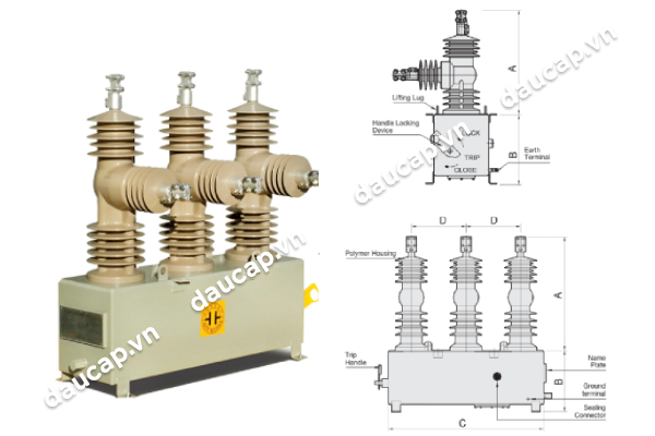 Kích thước máy cắt Recloser Entec