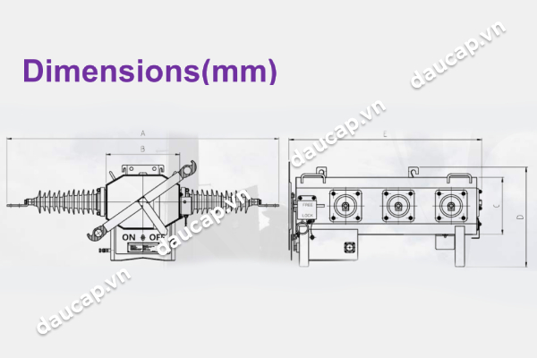 Kích thước máy cắt ngắt tải LBS BH System BR-10-PS