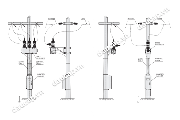 Sơ đồ lắp đặt máy cắt Recloser Entec