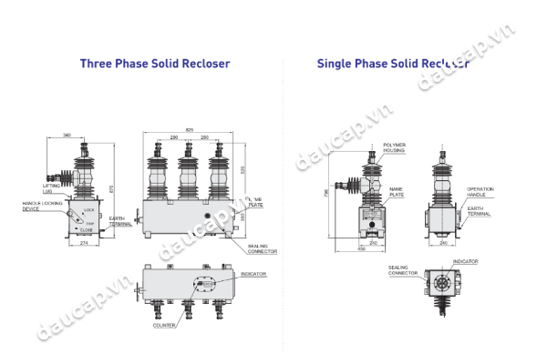 Thông số kỹ thuật máy cắt Recloser Entec